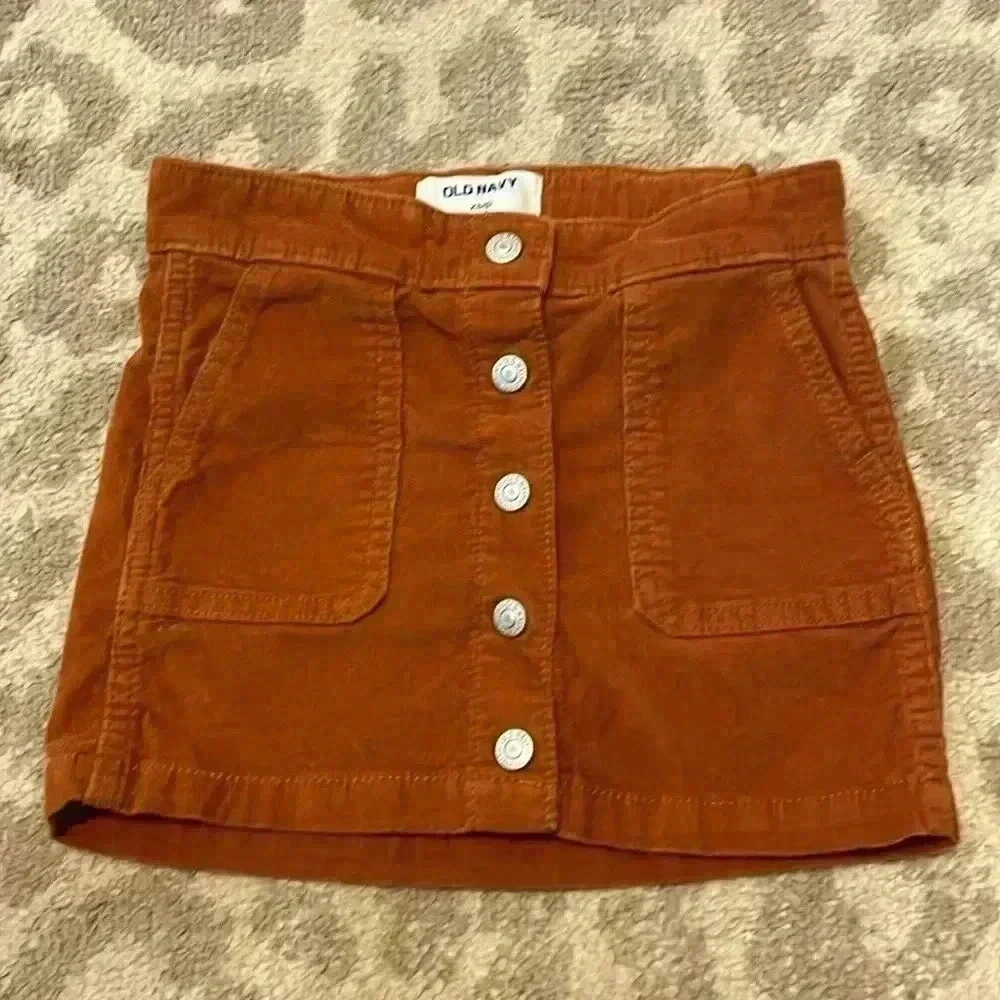 Old Navy Burnt Orange Corduroy Button Up Skirt XS/5